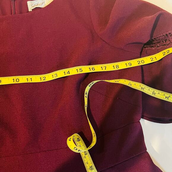 Eliza J Crew Neck Lattice Lace Detail Dress Size 14 Plum - Picture 6 of 8